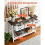120 cm Console Table, Farmhouse Desk Behind the Couch with Drawers and Bottom Storage Shelf, Wooden Rectangle Entrance Narrow Sofa Table for Hallway, Bedroom, Living Room, Foyer, Brown + White Image 5