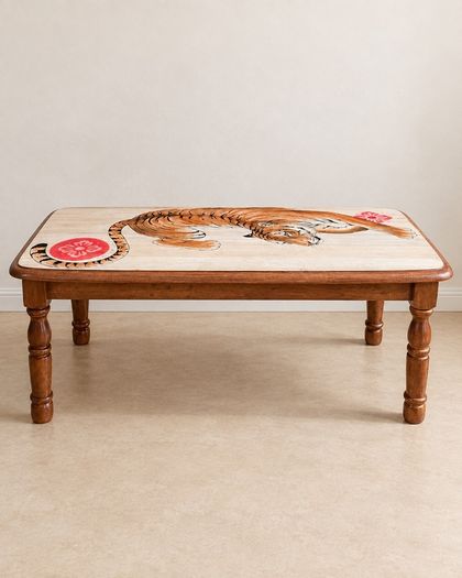 Hand painted solid wood coffee table