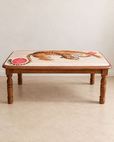 Hand painted solid wood coffee table