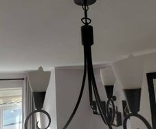 Black 3 Arm Ceiling Chandelier Light with Frosted Glass Shades