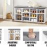 Shoe Rack Bench 10 Pairs White-Grey Image 2
