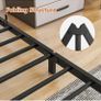 King Size Bed Frame,5ft Floor Bed Frame King Size Bed Base with Steel Slats,Heavy Duty Metal Platform Low Bed King Beds 150x200 cm,Mattress Base No Box Spring Needed,No Noise,Black Image 2