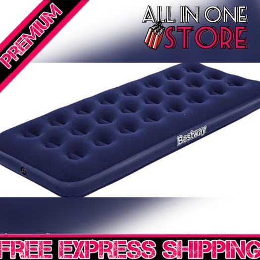 Single Size Air Bed | Inflatable Outdoor, Indoor Airbed for Camping, Quick Inflation Air Mattress, Blue (FREE POSTAGE)