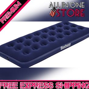 Single Size Air Bed | Inflatable Outdoor, Indoor Airbed for Camping, Quick Inflation Air Mattress, Blue (FREE POSTAGE)