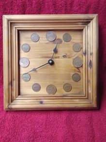 Vintage Hand-Made Wooden Clock