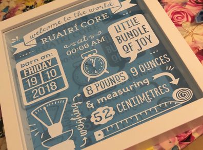 Personalised baby gift frame