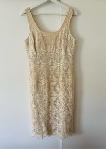 LK Bennett Cream Lace Shift Dress UK 12 EUR 40 Bridal Occasion Races Christening