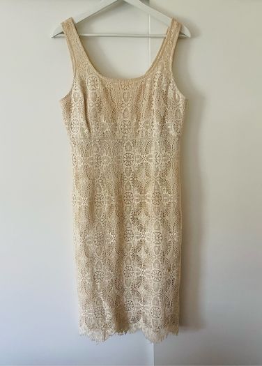LK Bennett Cream Lace Shift Dress UK 12 EUR 40 Bridal Occasion Races Christening