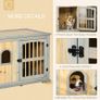 Wooden Dog Crate, Furniture Style Dog Kennel End Table w/ Lockable Door, Window, Grey and Natural Image 4