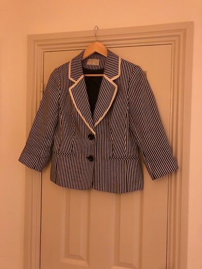 Navy and white striped jacket