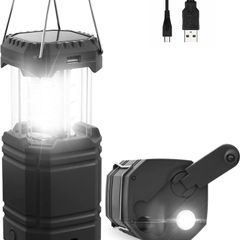 Solar Camping Lantern, 3000mAh Rechargeable Hand Crank LED Flashlight, Ultra Bright Tent Light, Portable USB Charger, Outdoor Electronic Lamp for Emergencies (FREE POSTAGE)