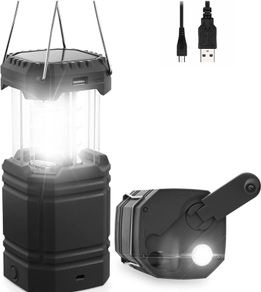 Solar Camping Lantern, 3000mAh Rechargeable Hand Crank LED Flashlight, Ultra Bright Tent Light, Portable USB Charger, Outdoor Electronic Lamp for Emergencies (FREE POSTAGE)
