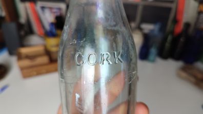 114 - Vintage Cork City Kiloh Clear Glass Lemonade Soda Kali Seltzer Water Embossed Lettering Decorative Collectible Bottle