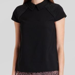 Ted Baker Black Osster Pearl Beaded Top --- Size 1