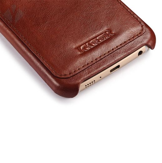 S6 Vintage Leather Back Cover With Card Slots