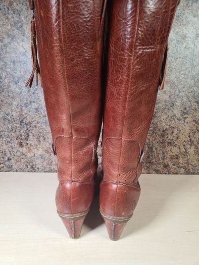 Vintage womens Dr Martens 11436 brown leather heeled riding boots knee high Size Uk 4 EU 37