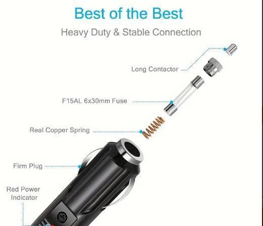 12/24V Heavy Duty Male To Male Car Plug Cable Charger Cord