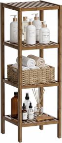 SMIBUY 4 Tier Bamboo Bathroom Storage Shelf Rack Organiser - Brand New