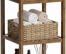SMIBUY 4 Tier Bamboo Bathroom Storage Shelf Rack Organiser - Brand New