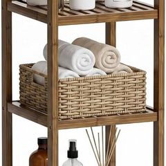 SMIBUY 4 Tier Bamboo Bathroom Storage Shelf Rack Organiser - Brand New
