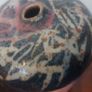 Fabulous Vintage Small Hand-Thrown Art Pottery Pebble Shaped Vase with Lovely Abstract Glaze Pattern in Blacks, Whites, Pinky-Red with Gold Flakes, Hand Made, But Unknown Maker, Circa 1975 Image 5
