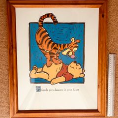 Large Framed Disney Winnie the Pooh & Tigger Woodcut Wall Art (23" x 19")