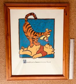 Large Framed Disney Winnie the Pooh & Tigger Woodcut Wall Art (23" x 19")