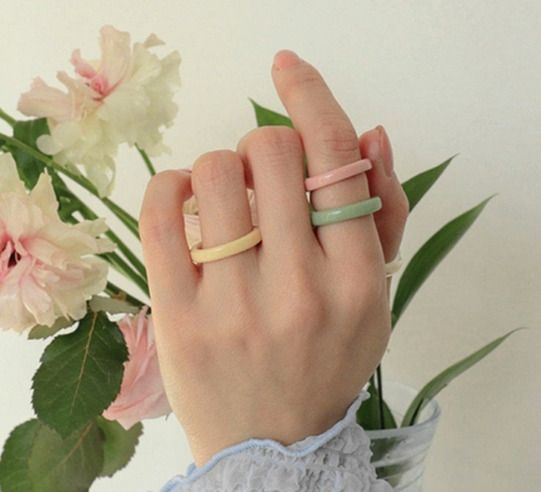 Minimalist Solid Color Acrylic Rings 3Pcs lot