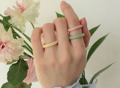 Minimalist Solid Color Acrylic Rings 3Pcs lot