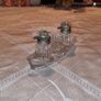 Antique Glass Double inkwell in boat form Image 5