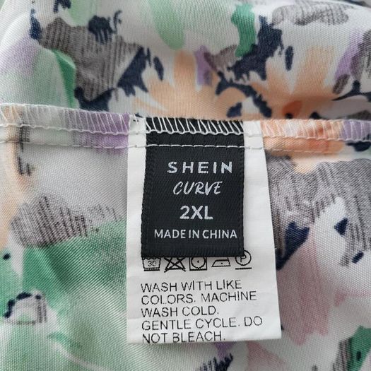 Shein green & orange floral dress, Size 2XL / UK20