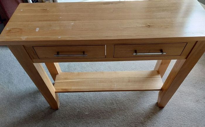 Oak Console Table with 2 Drawers