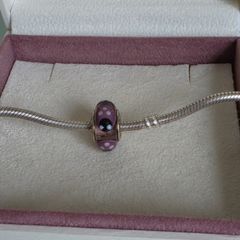 Pandora purple lady bug murano glass charm in great condition