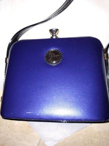 Navy Patent PEACH Handbag