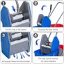 Washing Cart Professional Cleaning Cart Jaw Press 2 Buckets 25 L 73L x 45W x 92H cm Plastic Gray Blue Red Image 4
