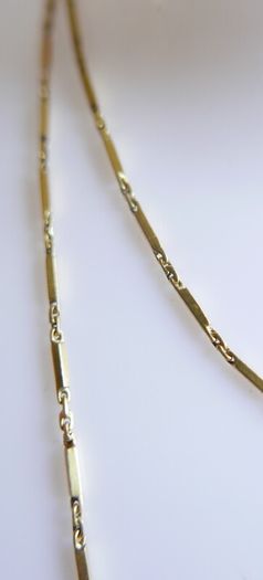 Antique Solid 18K Yellow Gold Bar-Link Chain Necklace length 23" - 5,6g