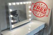 NEW SALE | Hollywood Mirror Vanity Mirror with Lights 14 Dimmable Lightbulbs 3 Lighting Modes for Dressing Table Vanity Mirror Makeup Mirror 10x Magnifying Glass Touchscreen 50x42cm