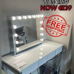 NEW SALE | Hollywood Mirror Vanity Mirror with Lights 14 Dimmable Lightbulbs 3 Lighting Modes for Dressing Table Vanity Mirror Makeup Mirror 10x Magnifying Glass Touchscreen 50x42cm