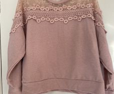 Dusky Pink Sweatshirt Lace XL (UK 10-14)