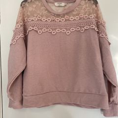 Dusky Pink Sweatshirt Lace XL (UK 10-14)