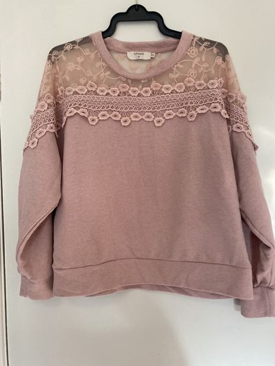 Dusky Pink Sweatshirt Lace XL (UK 10-14)