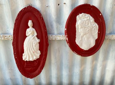 Vintage chalkware wall plaques
