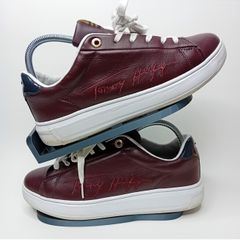 Tommy Hilfiger Womens Signature Leather Trainers Size 40 Uk 7 - V.good Condition