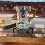 Vintage Handblown Etched Glass Pitcher with Amber Handle Image 9