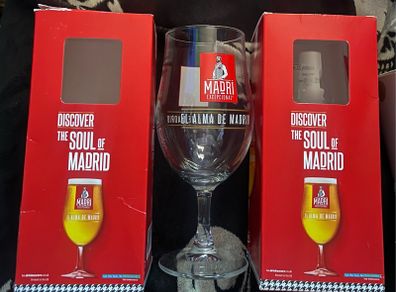 Madri beer Pint Glasses brand new in box