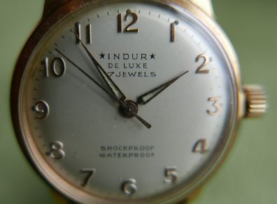 Vintage Indur De Luxe 17 jewel Men's Manual-Wind Watch Shockproof Waterproof works well