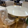 Gold Marble Kitchen Dining Table With 6 Chairs Image 7