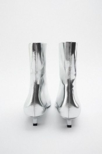 ZARA Metallic Effect LEATHER Ankle Boots