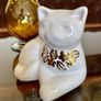 Scandi Nordic Hoganas Keramik Reposing Cat with Gold Detail Image 5