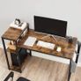 _Computer Desk with Shelf, Adjustable Shelf, with Side Pocket, 130 x 55 x 90 cm, Industrial Design, Vintage Brown/Black Image 2